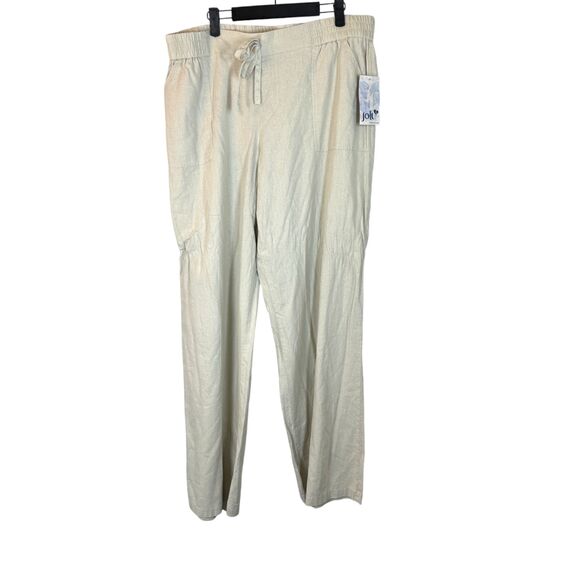 Jolt Cream Beige Linen Blend Flowy Pull On Drawstring Pants  XL NEW with Tags - Picture 1 of 6